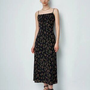 Fabrique Nora Floral Slip Camin Dress in Mulberry Silk Crepe
